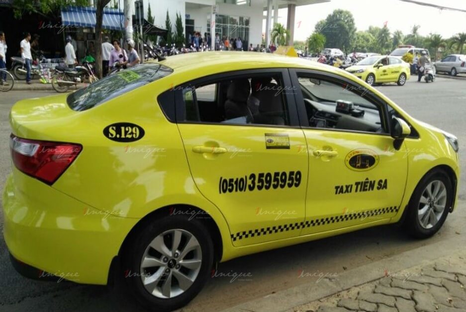 quảng cáo trên taxi tiên sa